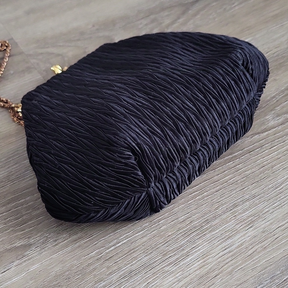 Goldco Vintage Black Pleated Evening Bag - Picture 6 of 11